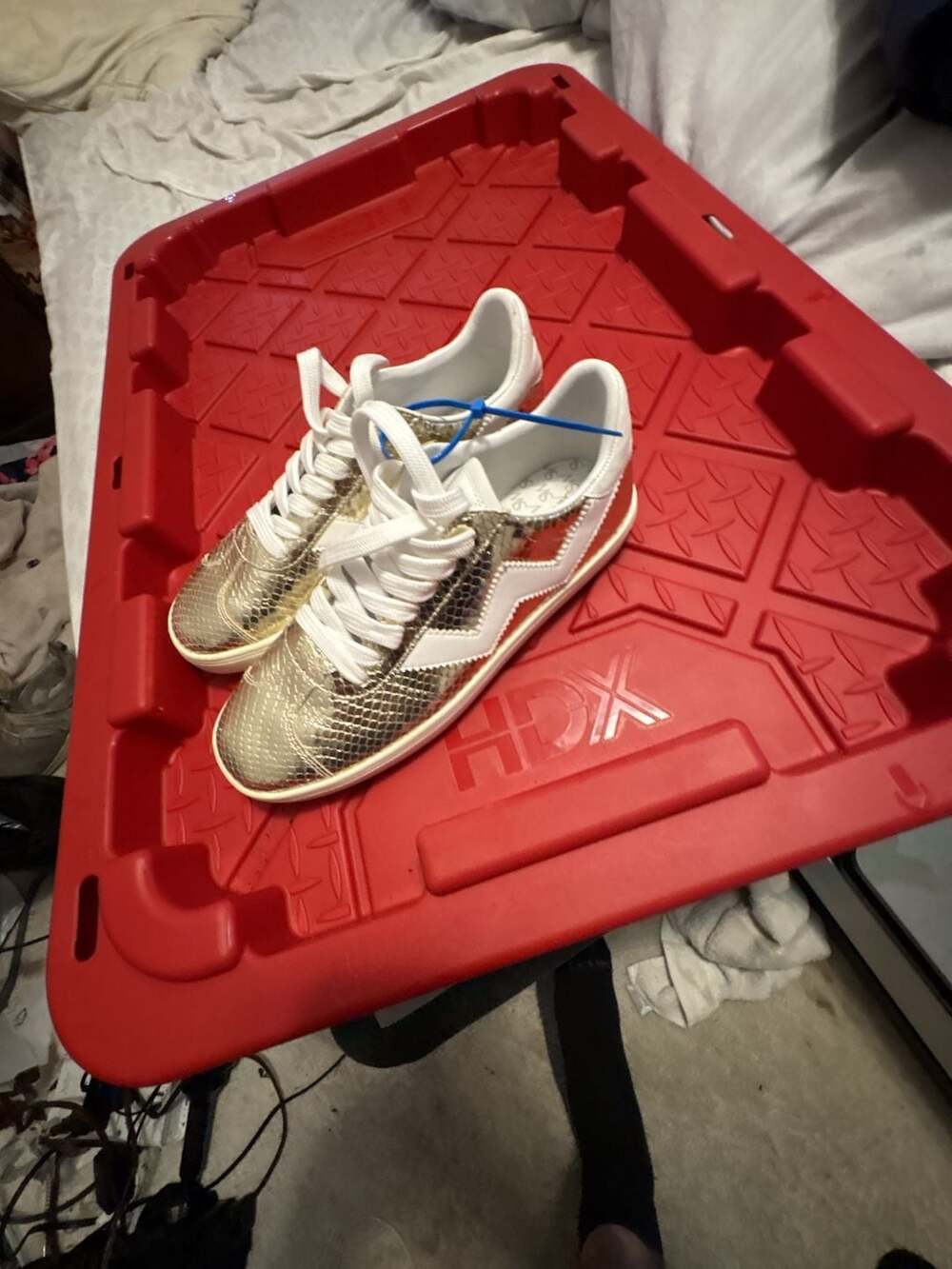Stuart Weitzman Daryl Metallic Snake-Print Sneakers